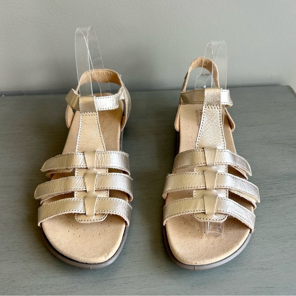 Hotter Sol Sandals Gold T Strap Leather Size 9 Strappy Leather Comfort Neutral - Picture 2 of 12